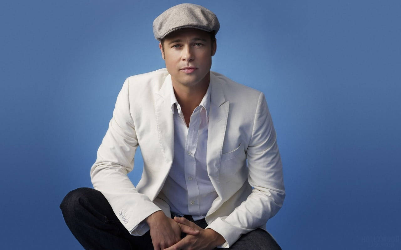 Brad Pitt, white blazer, grey cap, HD Desktop Wallpaper