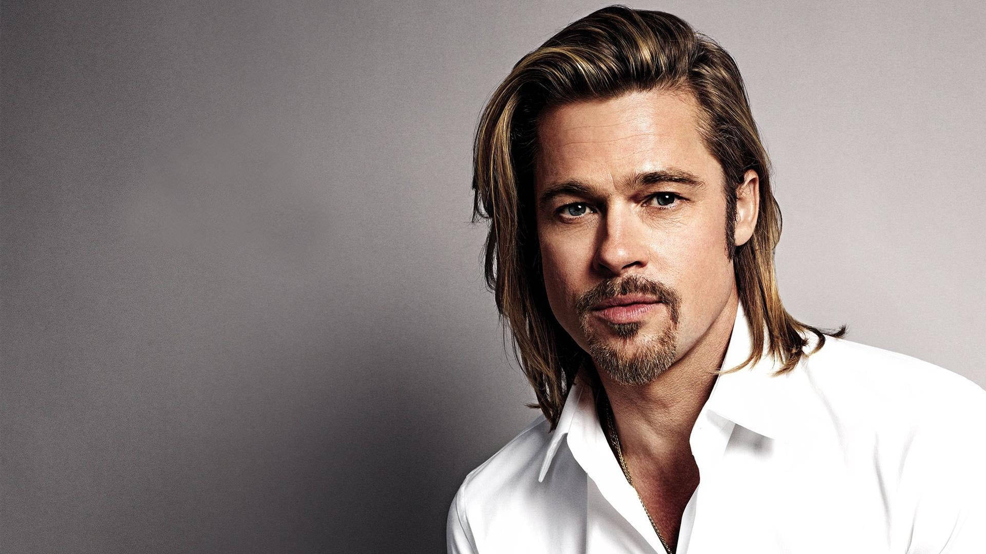 Brad Pitt, long blonde hair, goatee, Full HD Desktop Wallpaper
