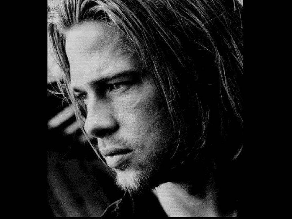 Brad Pitt, long hair, close-up, SD Desktop Wallpaper
