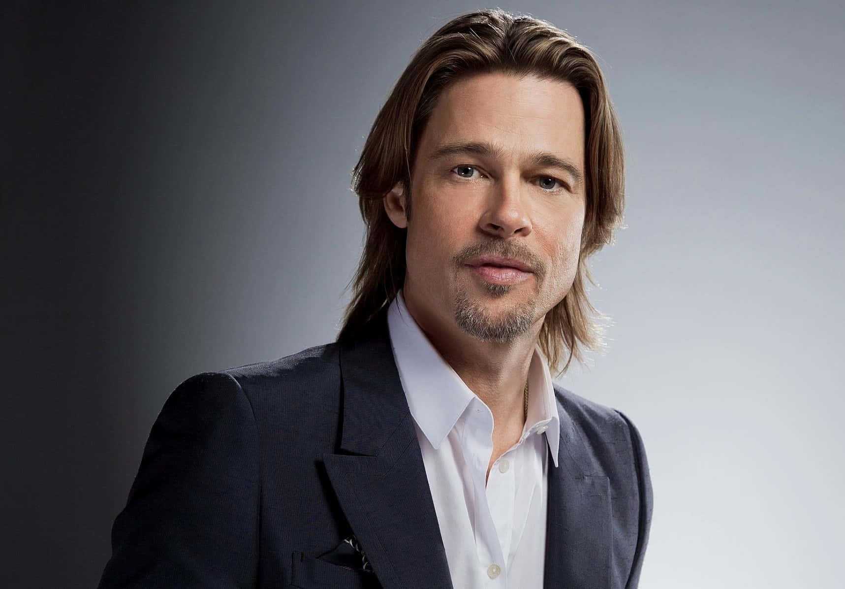 Brad Pitt, dark suit, white shirt, HD Desktop Wallpaper