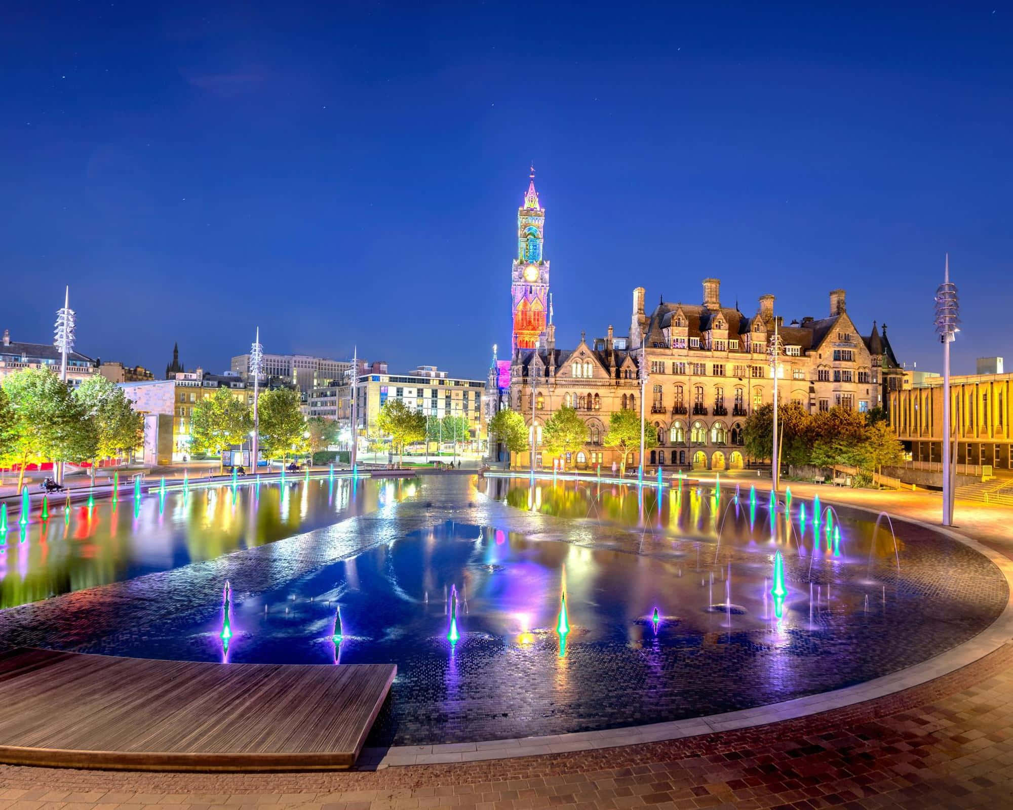 Bradford, cityscape, twilght, Full HD Desktop Wallpaper