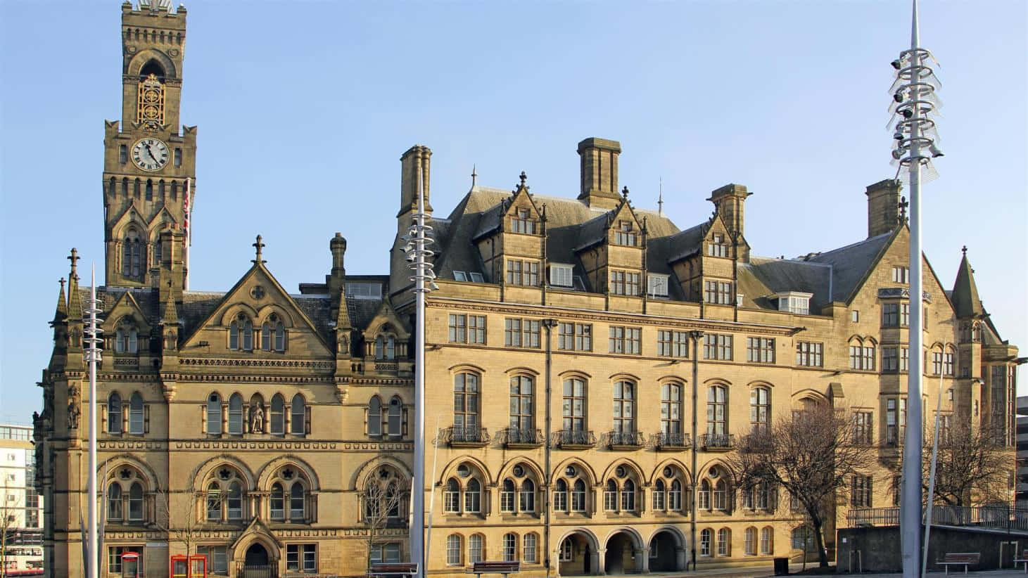 Bradford, United Kingdom, historic stone building, HD Desktop Wallpaper