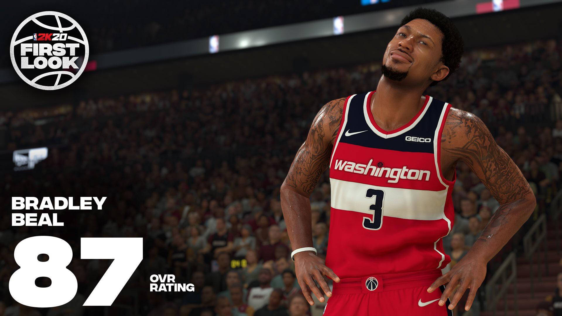 Bradley Beal, 2k20, red Washington jersey, Full HD Desktop Wallpaper