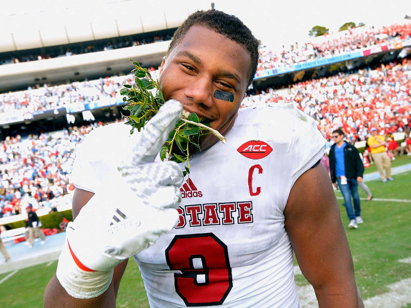 Bradley Chubb, white jersey, red number nine, HD Desktop Wallpaper