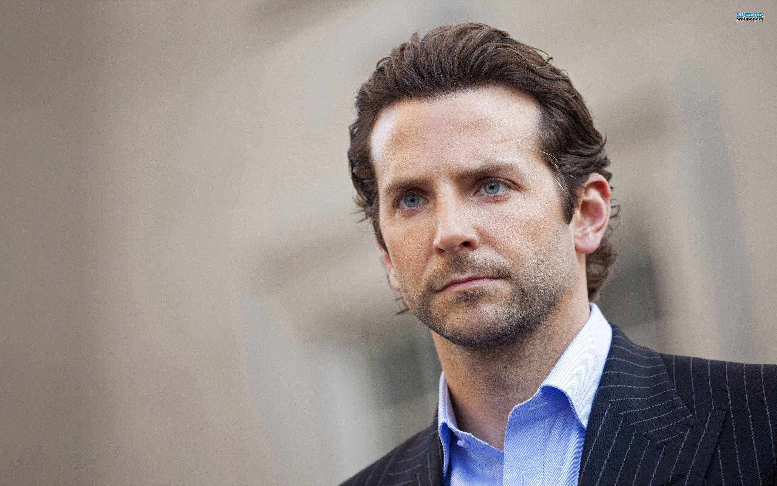 Bradley Cooper, black unbuttoned suit, pinstripe suit, 2K Desktop Wallpaper