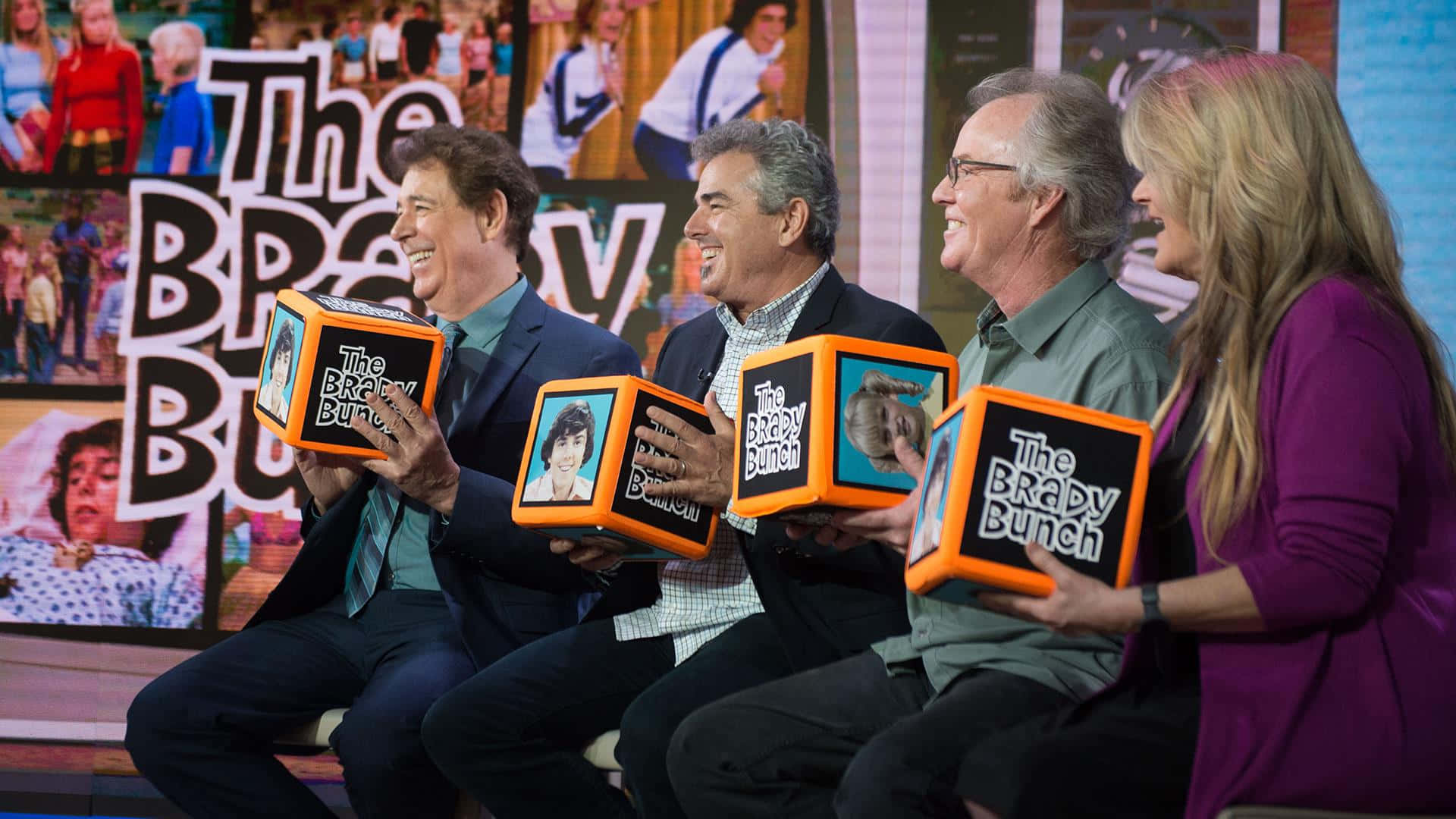 The Brady Bunch, orange boxes, reunion event, Full HD Desktop Wallpaper