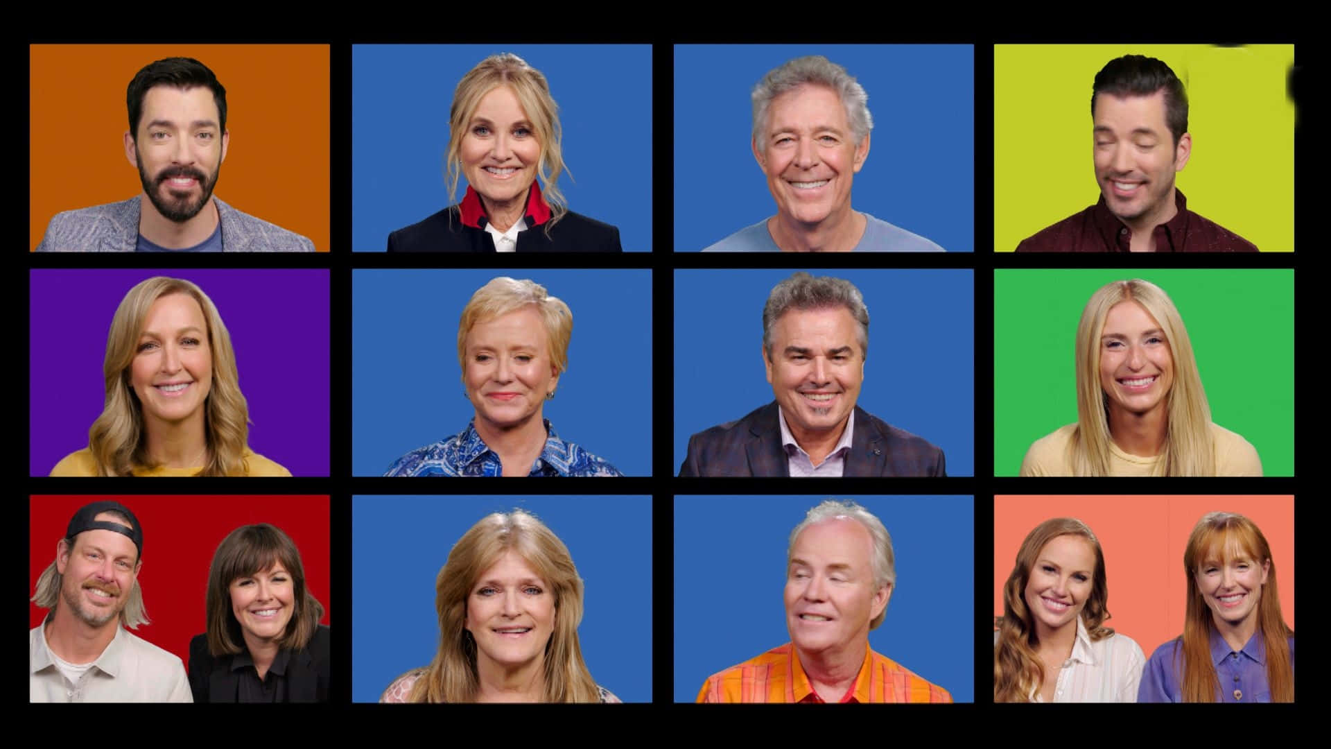 Brady bunch, vibrant solid color backgrounds, studio portrait style, Full HD Desktop Wallpaper