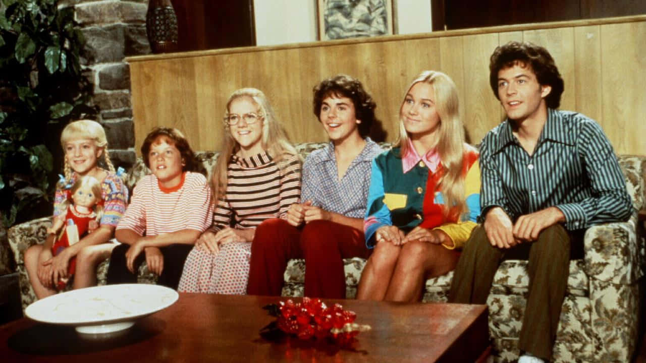 Brady Bunch, floral couch, stone wall, HD Desktop Wallpaper