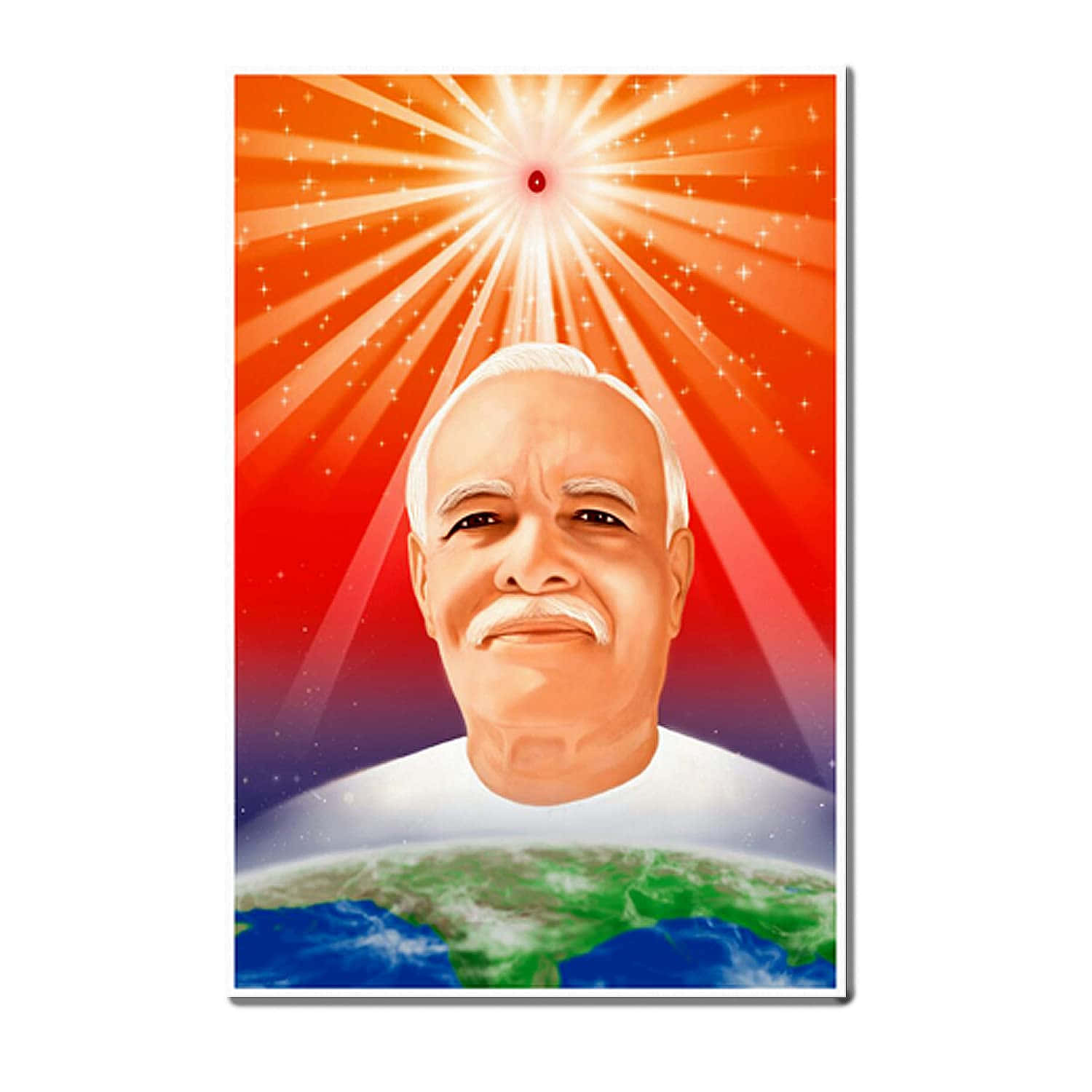 Brahma Kumaris, elderly man with a white mustache, radiant light beams, HD Desktop Wallpaper