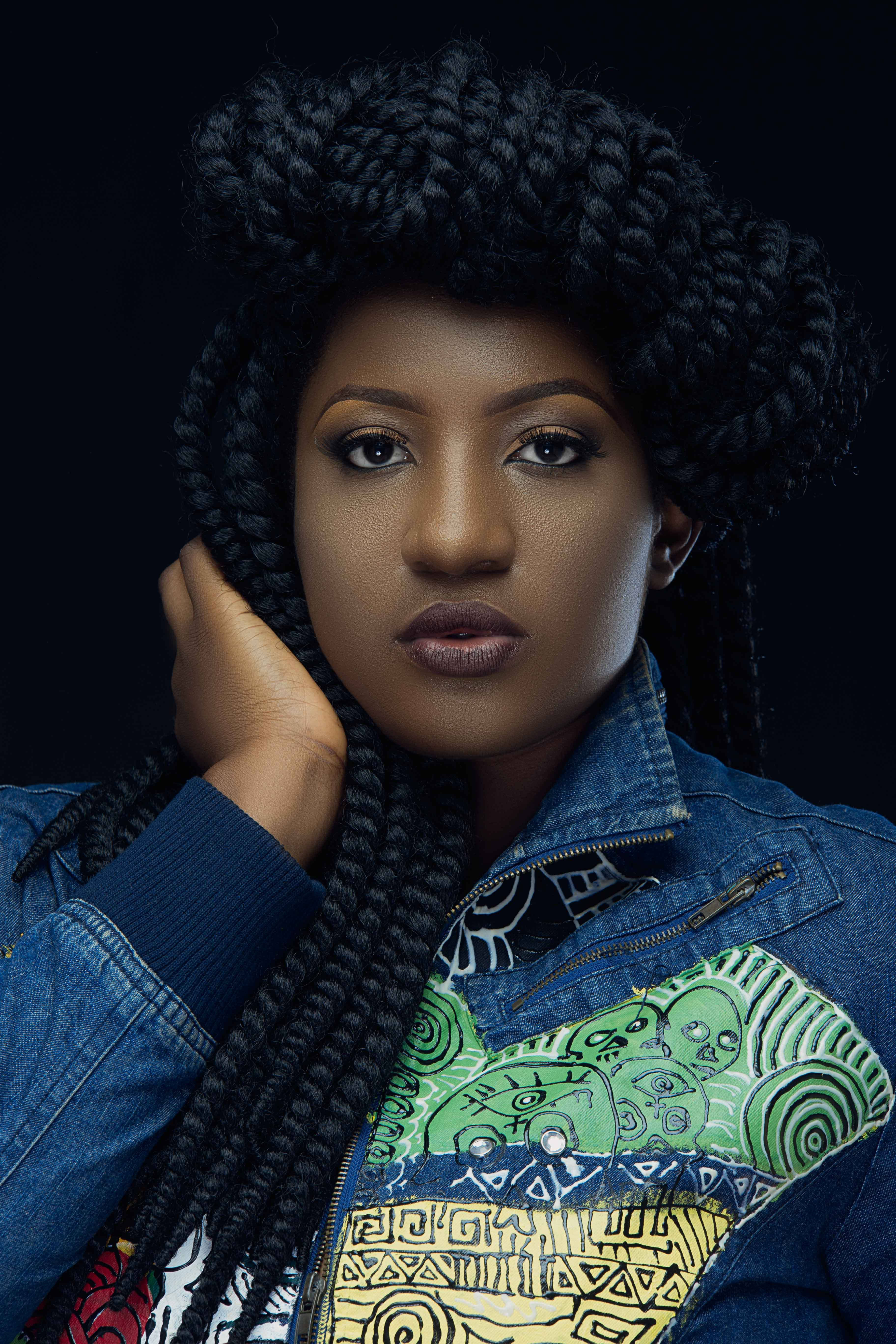 long braids hairstyle, voluminous black braids, denim jacket, 5K Phone Wallpaper