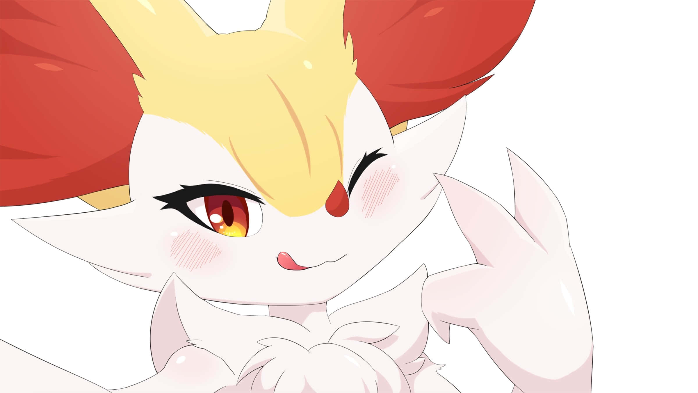 Braixen, red and yellow fur, anime fox, Full HD Desktop Wallpaper