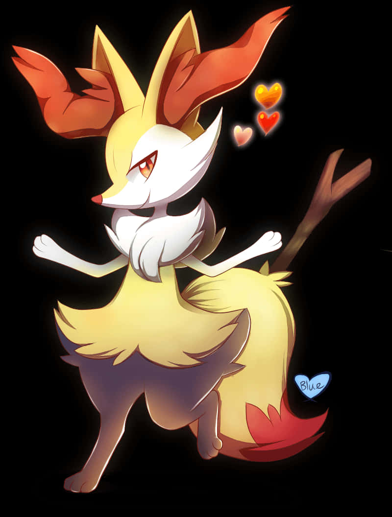 Braixen, anime fox, fiery orange ears, SD Phone Wallpaper