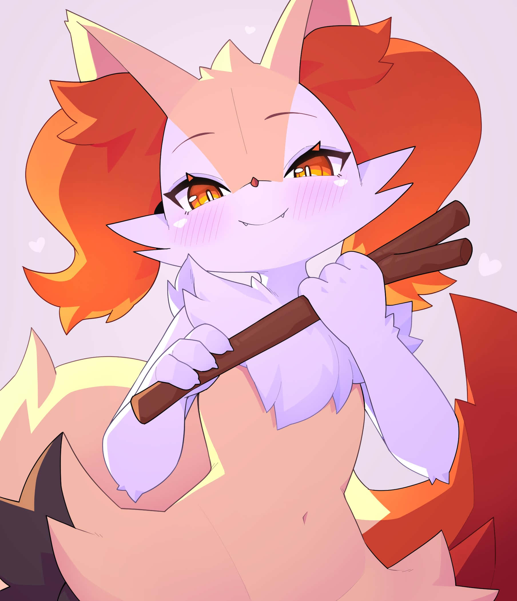 Braixen, fiery orange hair, glowing amber eyes, Full HD Phone Wallpaper