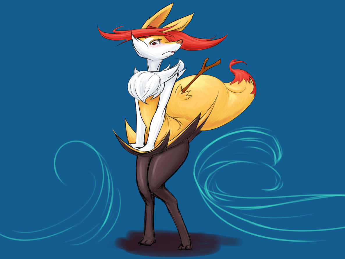 Braixen, red hair, yellow wings, SD Desktop Wallpaper