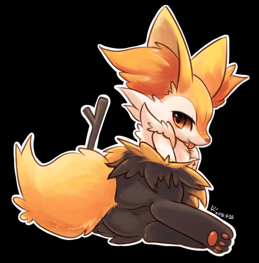 Braixen, chibi fox, orange fur, SD Phone Wallpaper
