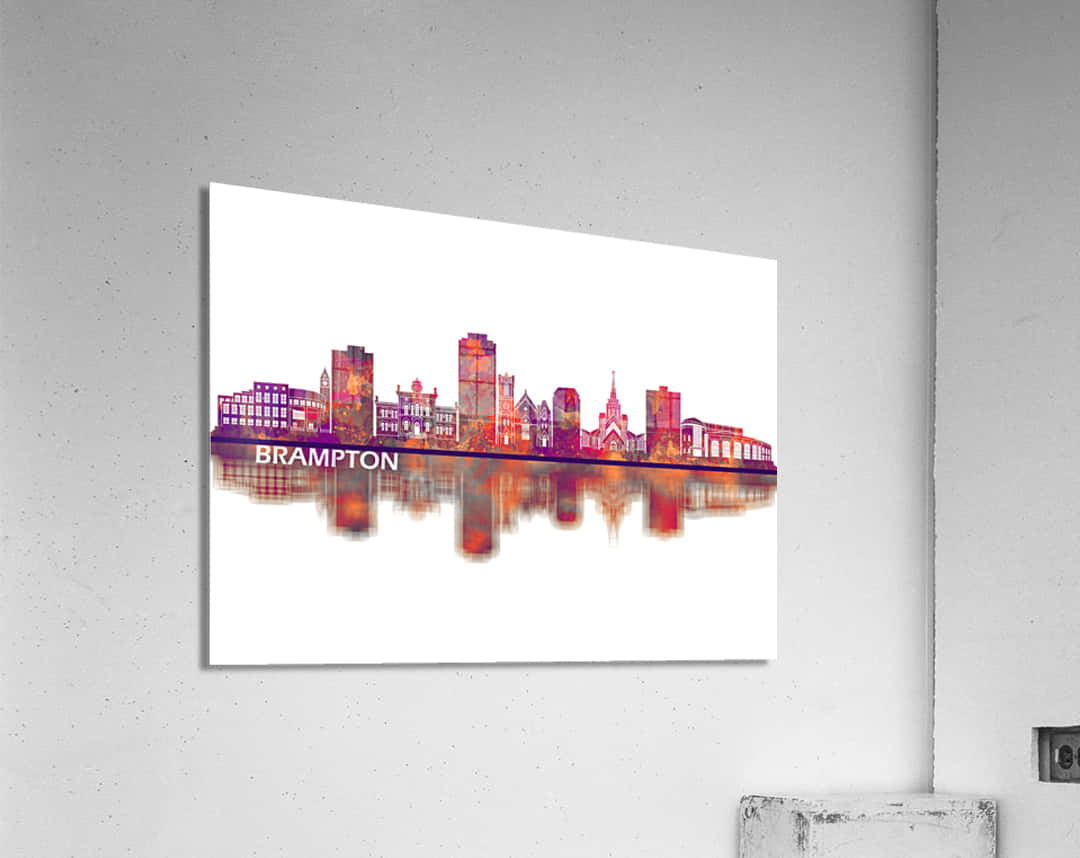 Brampton, watercolor-style, skyline, SD Desktop Wallpaper