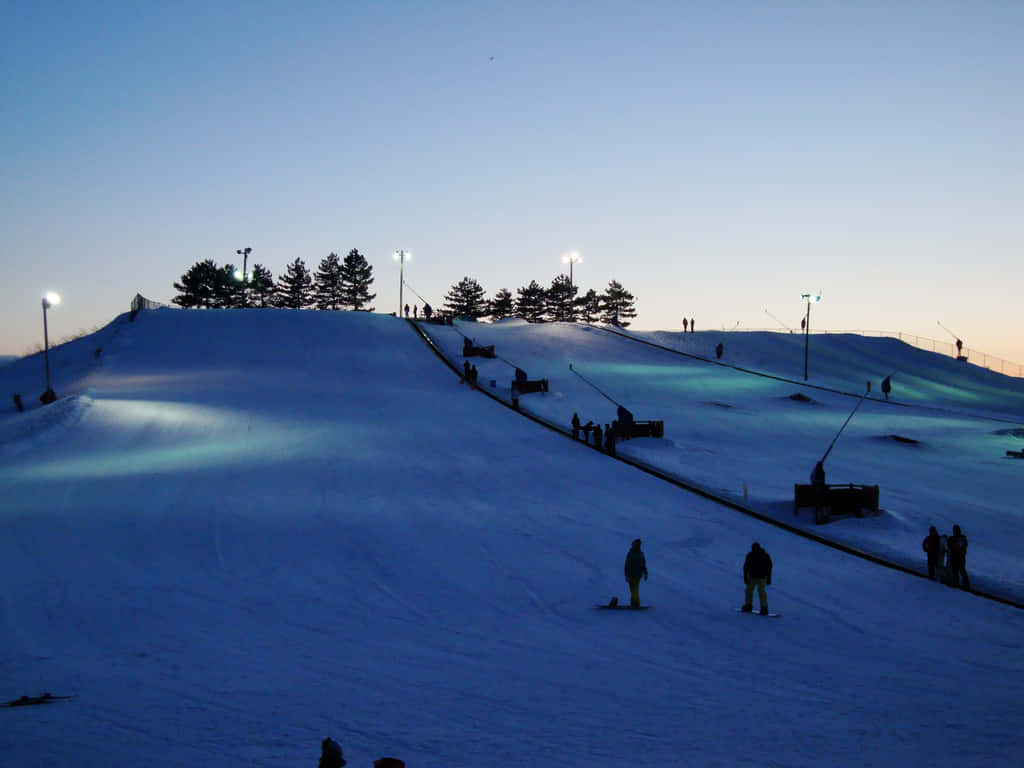 twilight, skiing, Brampton, SD Desktop Wallpaper