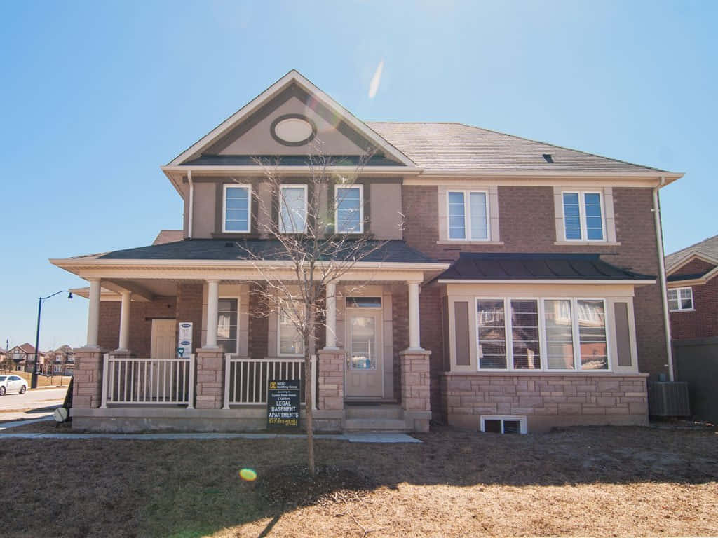 Brampton, sunset, two-story brick house, SD Desktop Wallpaper