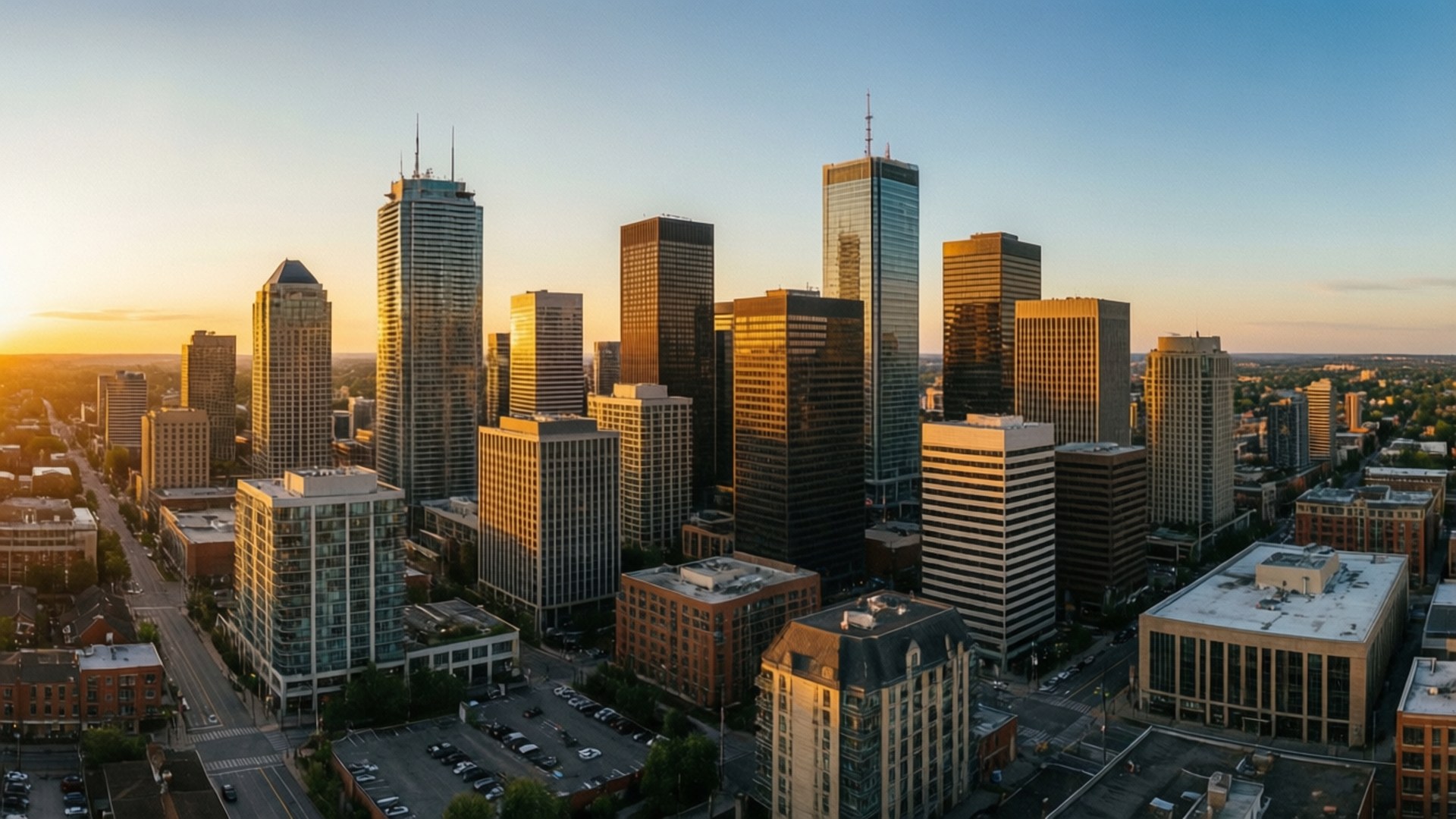Brampton, skyline, sunset, Full HD Desktop Wallpaper
