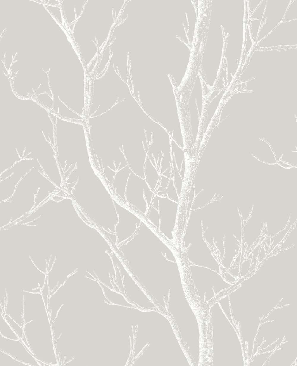 white bare tree branches, soft gray background, minimalist winter forest pattern, SD Phone Wallpaper