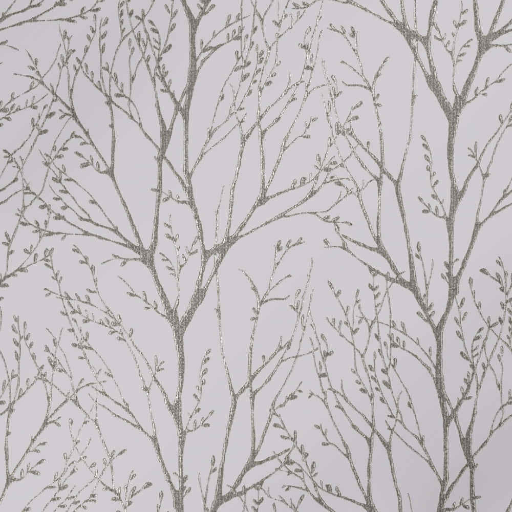 silver-leafed branches, soft gray background, repeating wallpaper pattern, SD Desktop Wallpaper