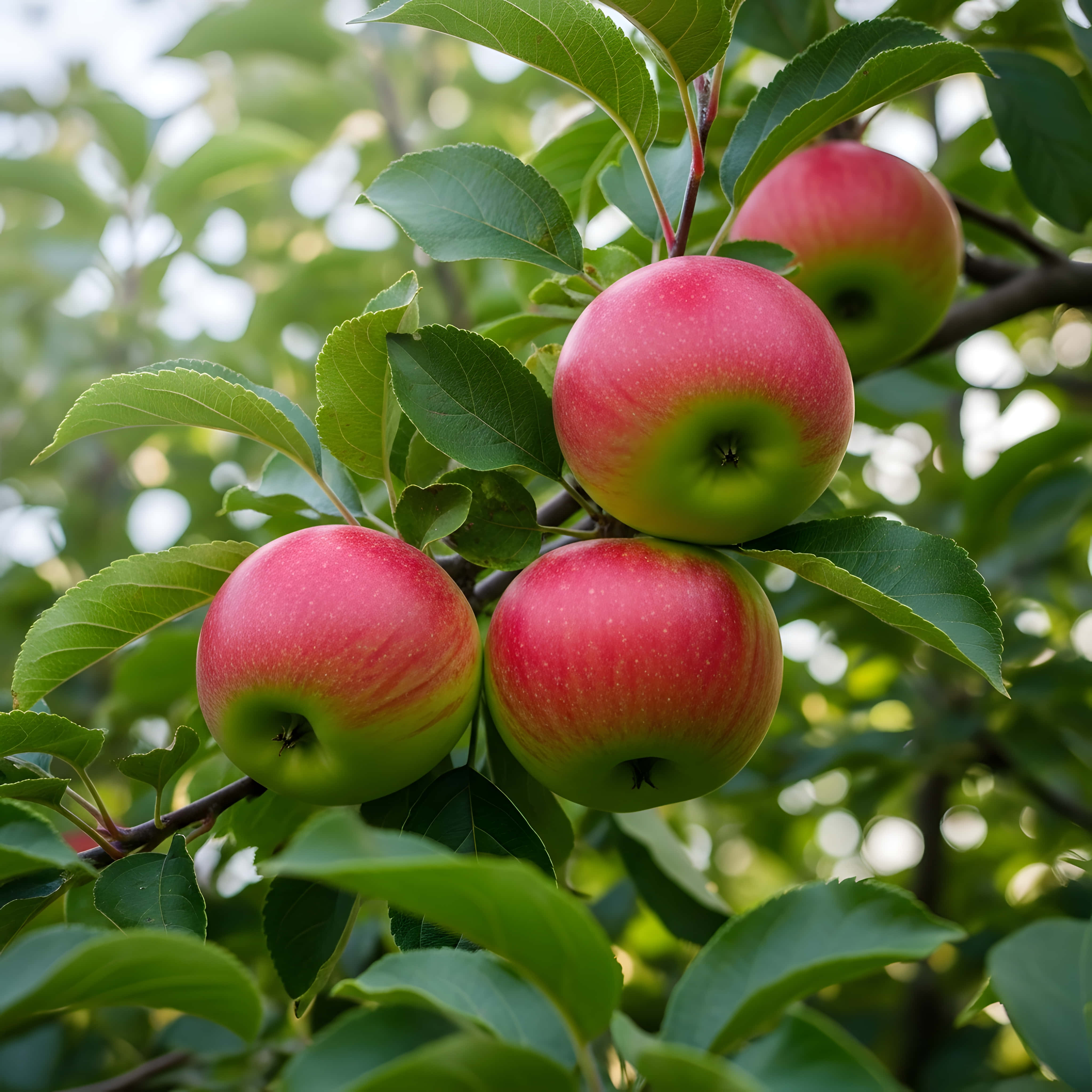 apples, branch, green leaves, 4K Desktop Wallpaper