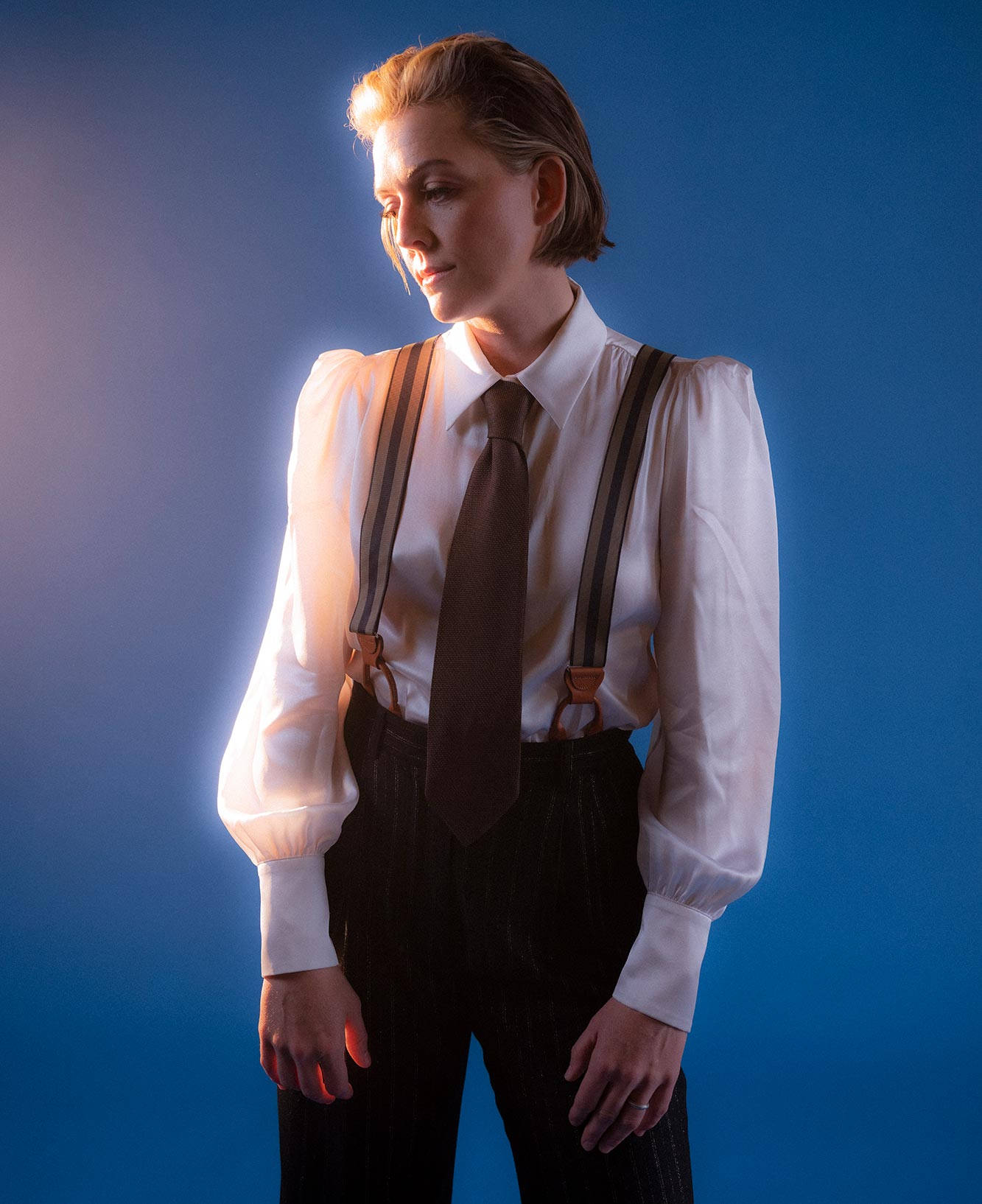 Brandi Carlile, white blouse, suspenders, HD Phone Wallpaper