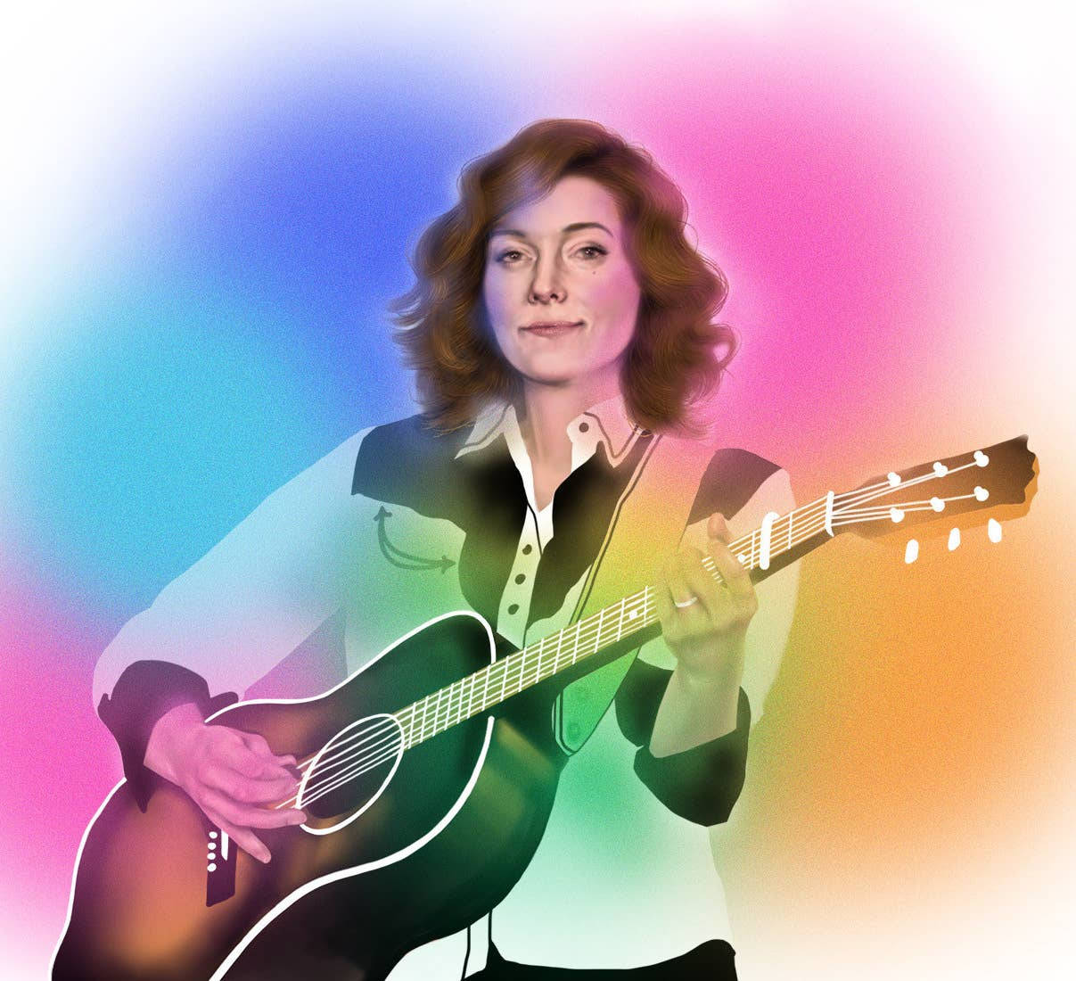 Brandi Carlile, curly hair, acoustic guitar, SD Desktop Wallpaper