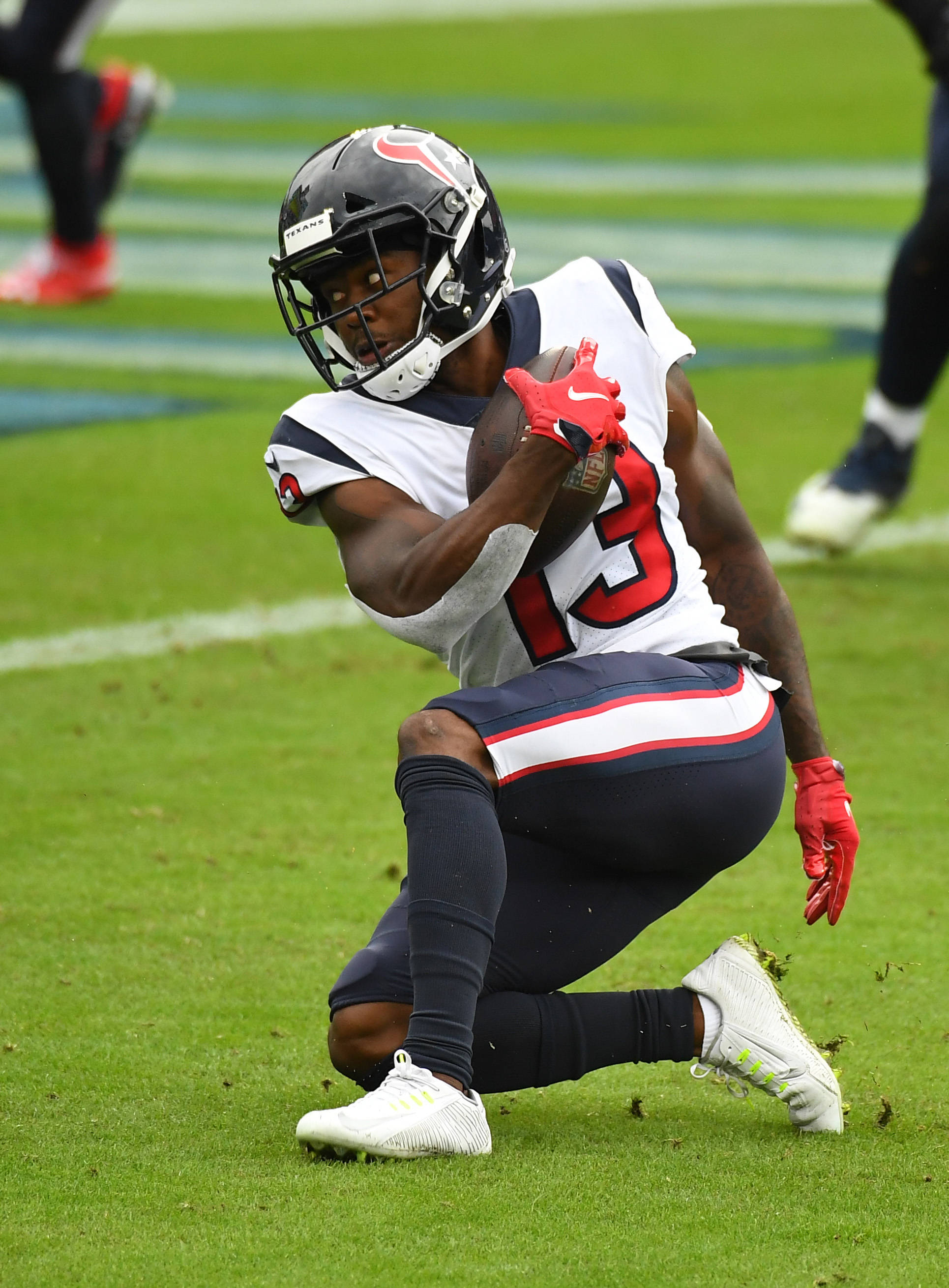 Brandin Cooks, white and navy uniform, red accents, 2K Phone Wallpaper