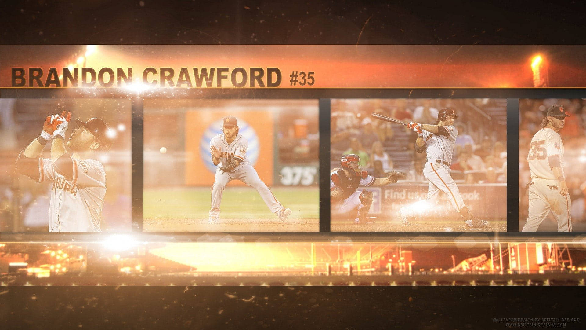 Brandon Crawford, Brandon Crawford #35, stadium lights, Full HD Desktop Wallpaper
