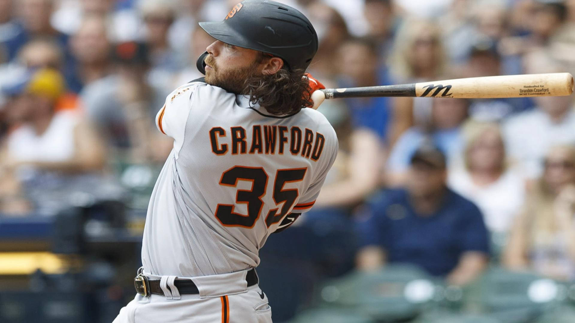 Brandon Crawford, number 35, bat, Full HD Desktop Wallpaper
