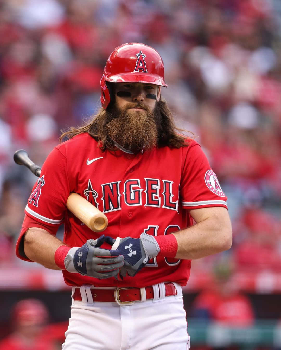 Brandon Marsh, red Angels uniform, bat, HD Phone Wallpaper