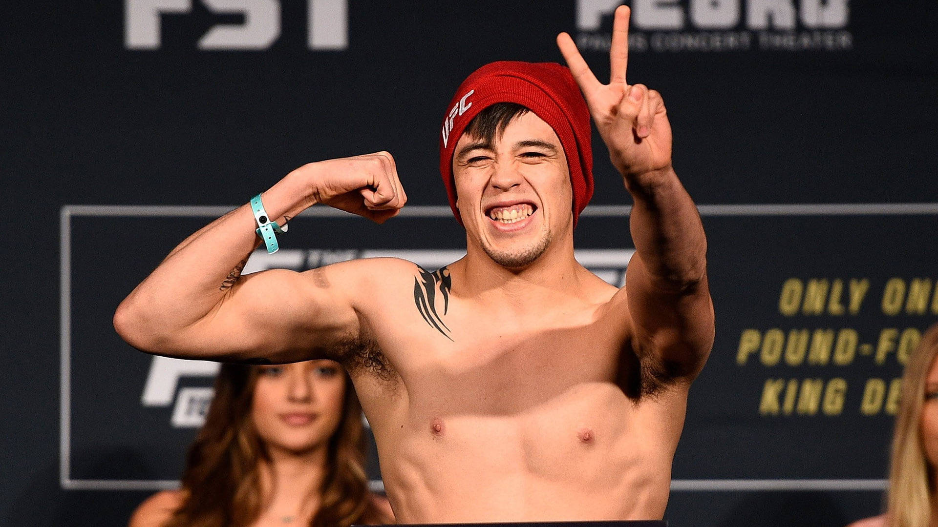 Brandon Moreno, red beanie, fierce grin, Full HD Desktop Wallpaper