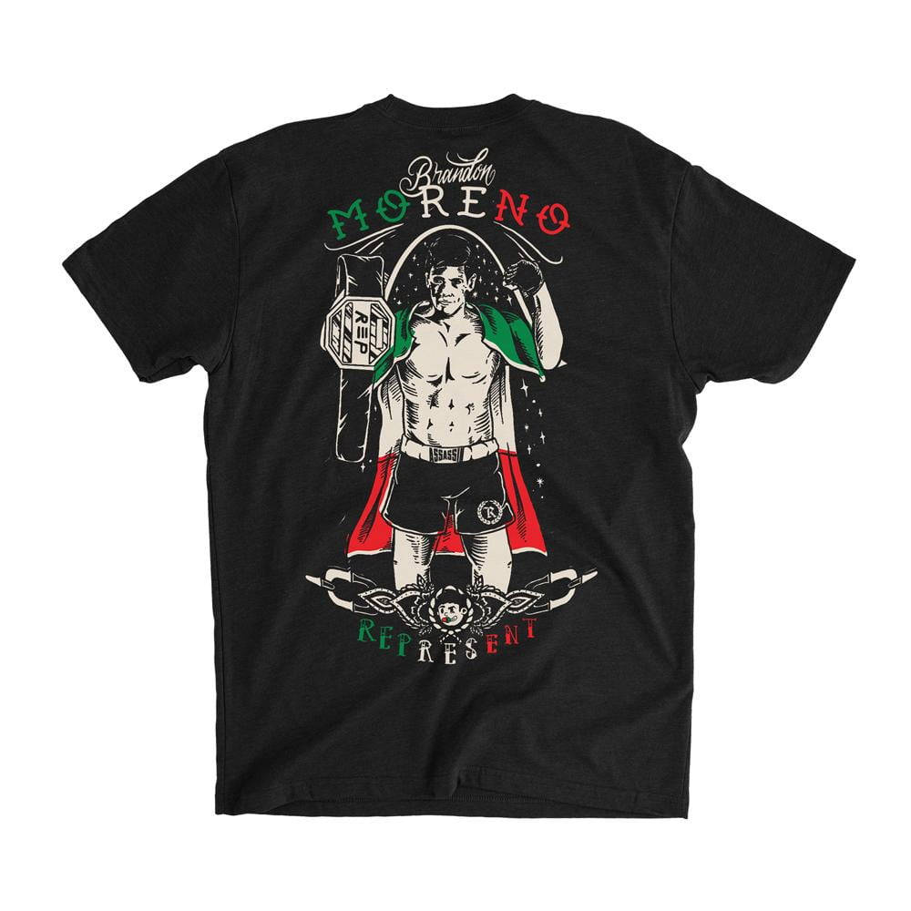 Brandon Moreno, black t-shirt, green red and white cape, SD Desktop Wallpaper