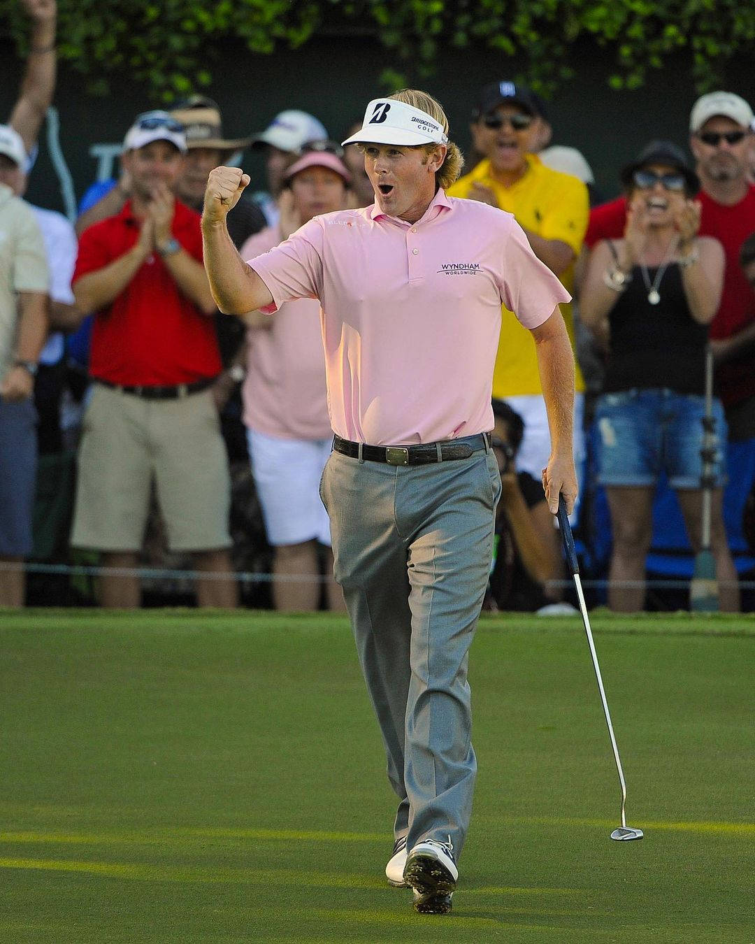 Brandt Snedeker, pink shirt, green, HD Phone Wallpaper