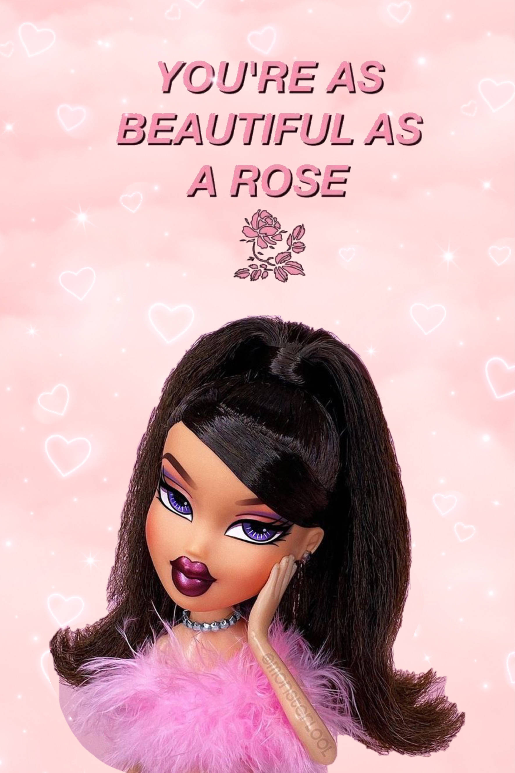 Bratz Aesthetic, dark hair, purple lips, 2K Phone Wallpaper