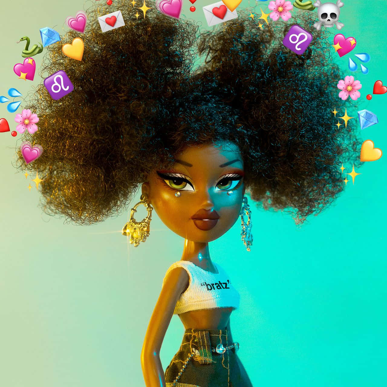 Bratz, voluminous curly hair, glittering earrings, HD Desktop Wallpaper