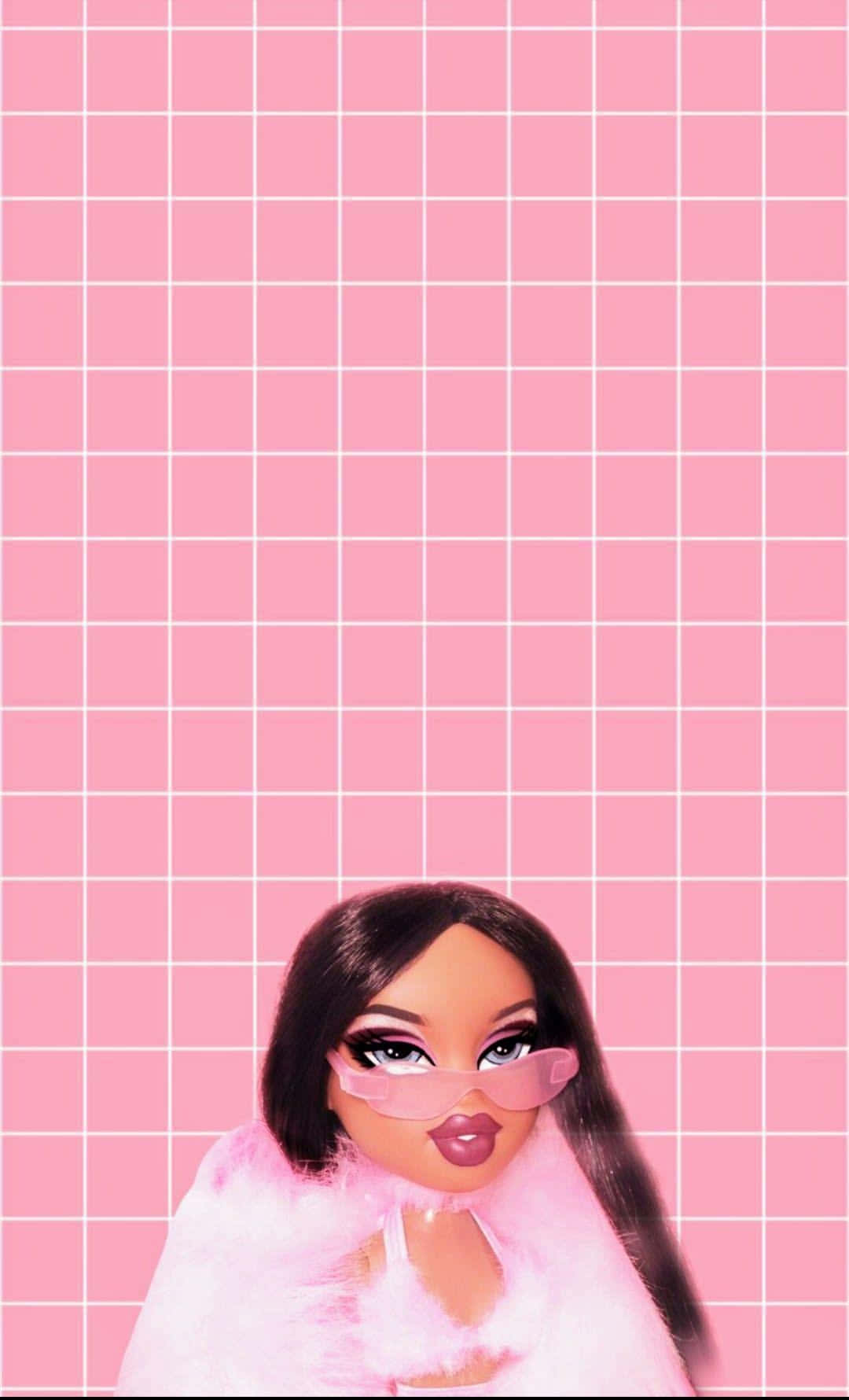 Bratz Doll Aesthetic, pink glasses, fluffy pink collar, HD Phone Wallpaper