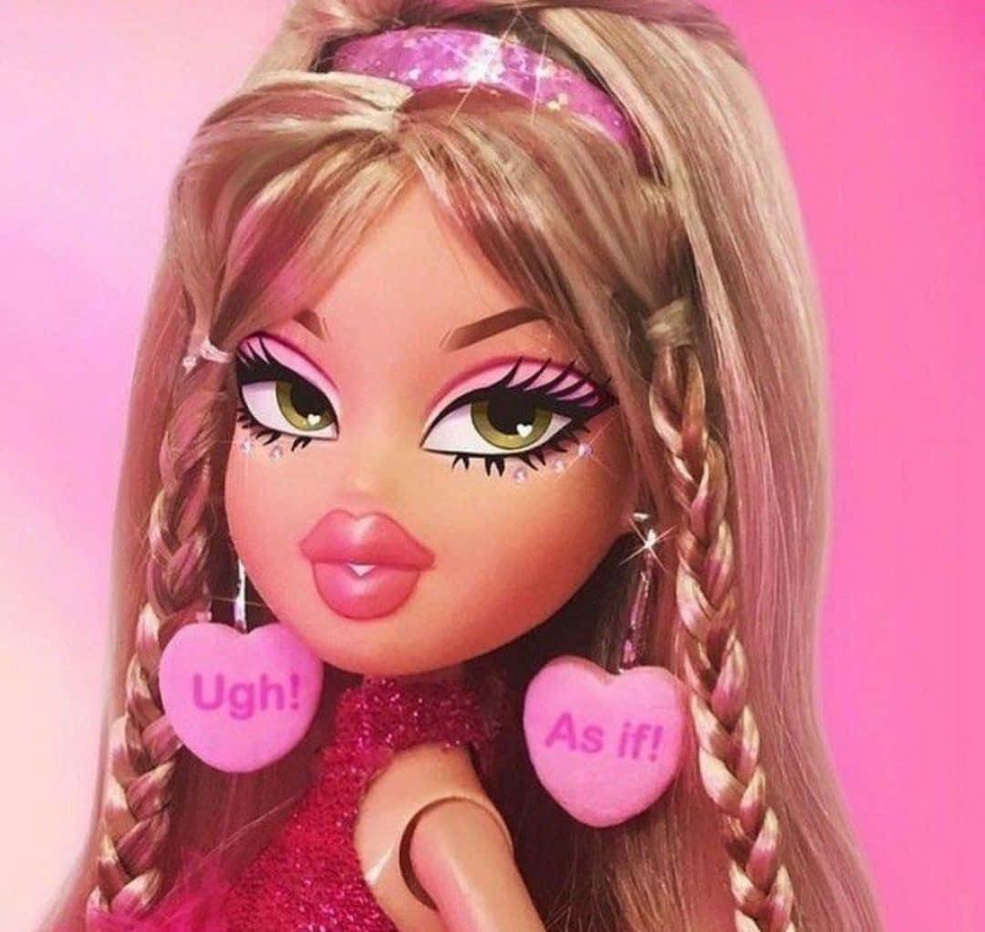 Bratz doll, blonde braids, pink heart earrings, SD Desktop Wallpaper