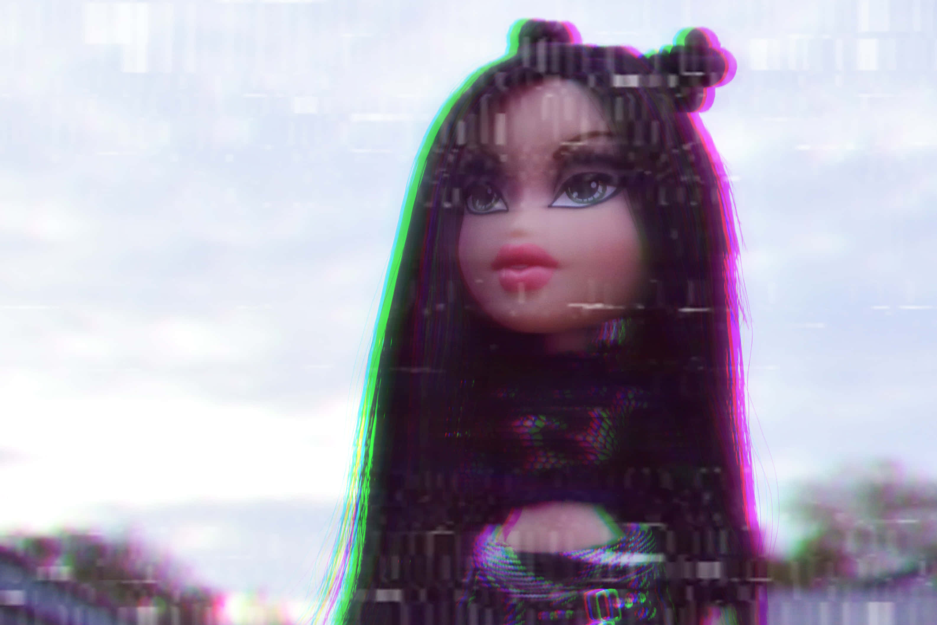 Bratz Doll Aesthetic, glitch effects, chromatic aberration, 2K Desktop Wallpaper