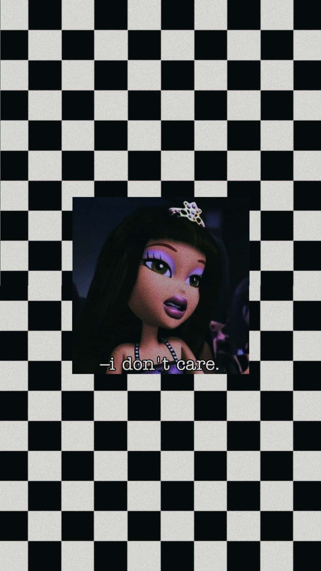 Black Bratz Aesthetic, checkered pattern, purple eyeshadow, Full HD Phone Wallpaper