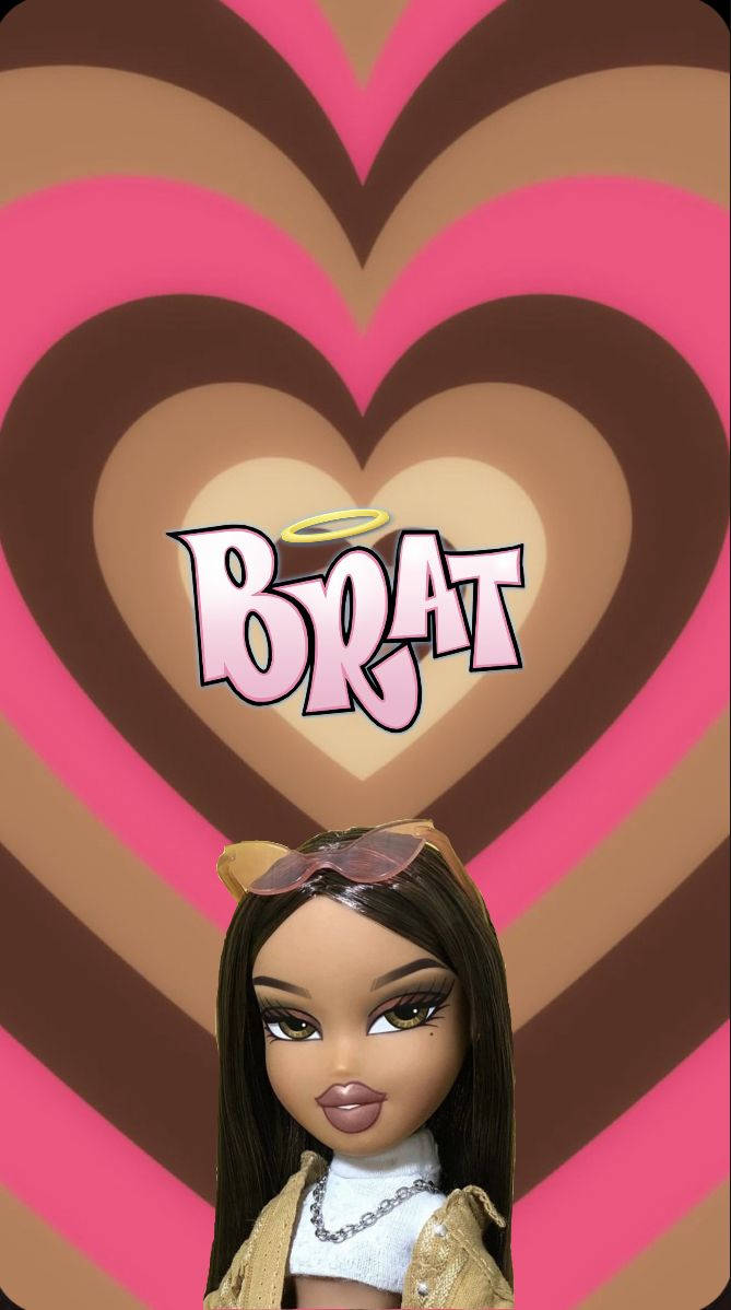 Bratz Dolls, Pink Brown Heart, sunglasses perched on her head, SD Phone Wallpaper