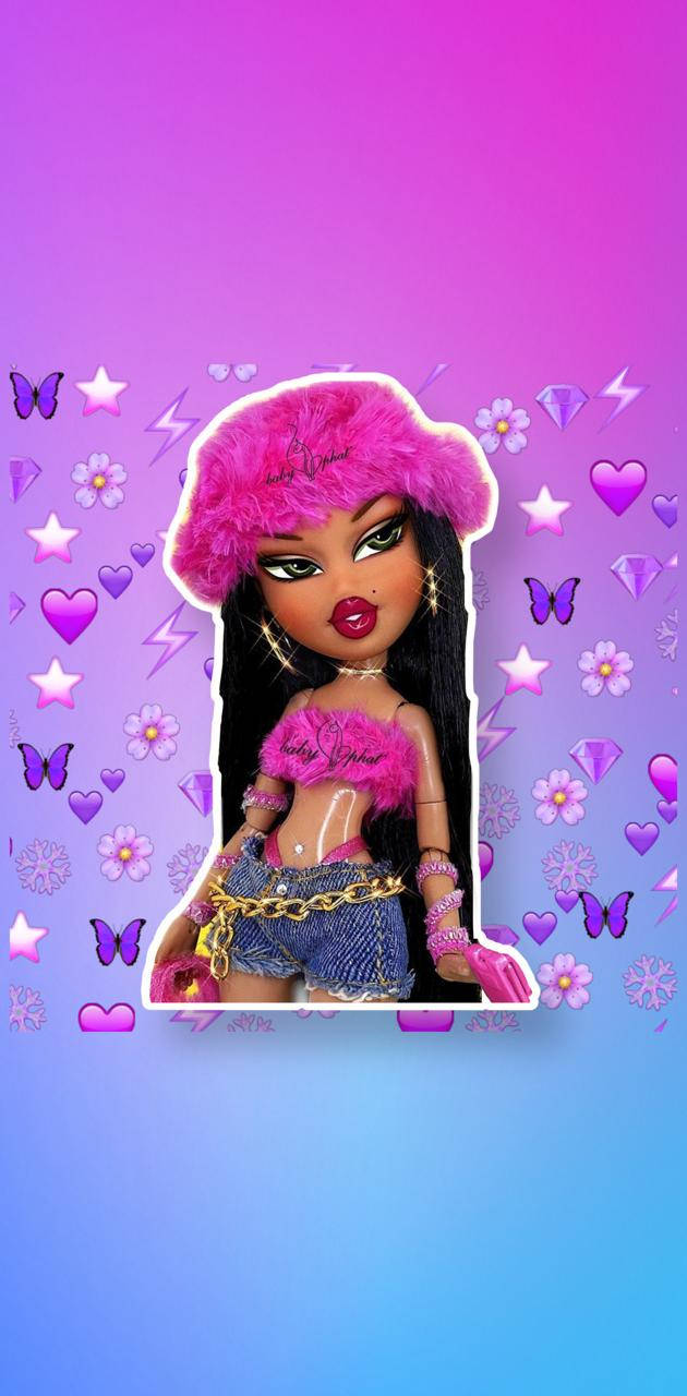 Bratz Dolls, pink fur hat, denim shorts, HD Phone Wallpaper