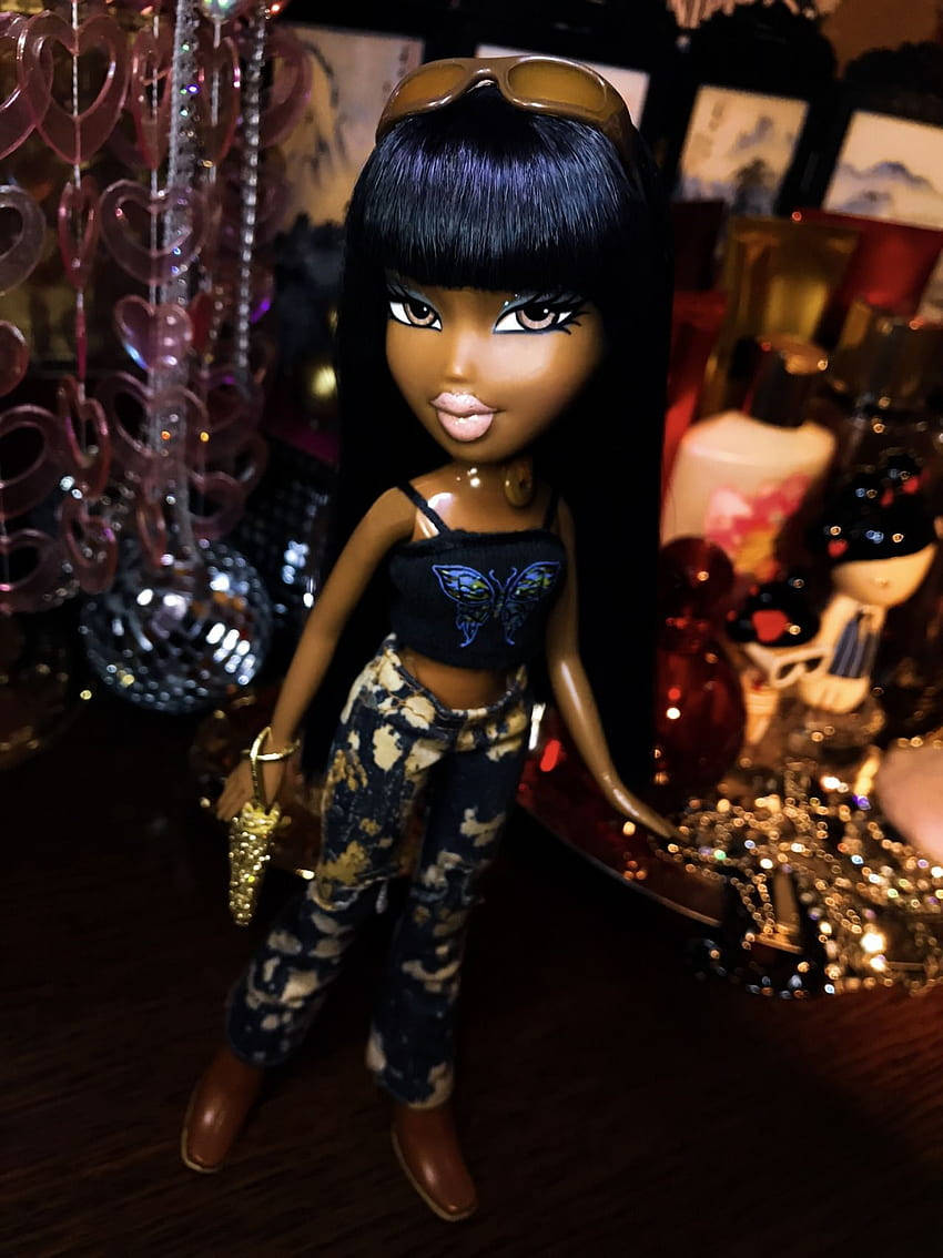 Bratz Dolls, dark hair, butterfly top, SD Phone Wallpaper