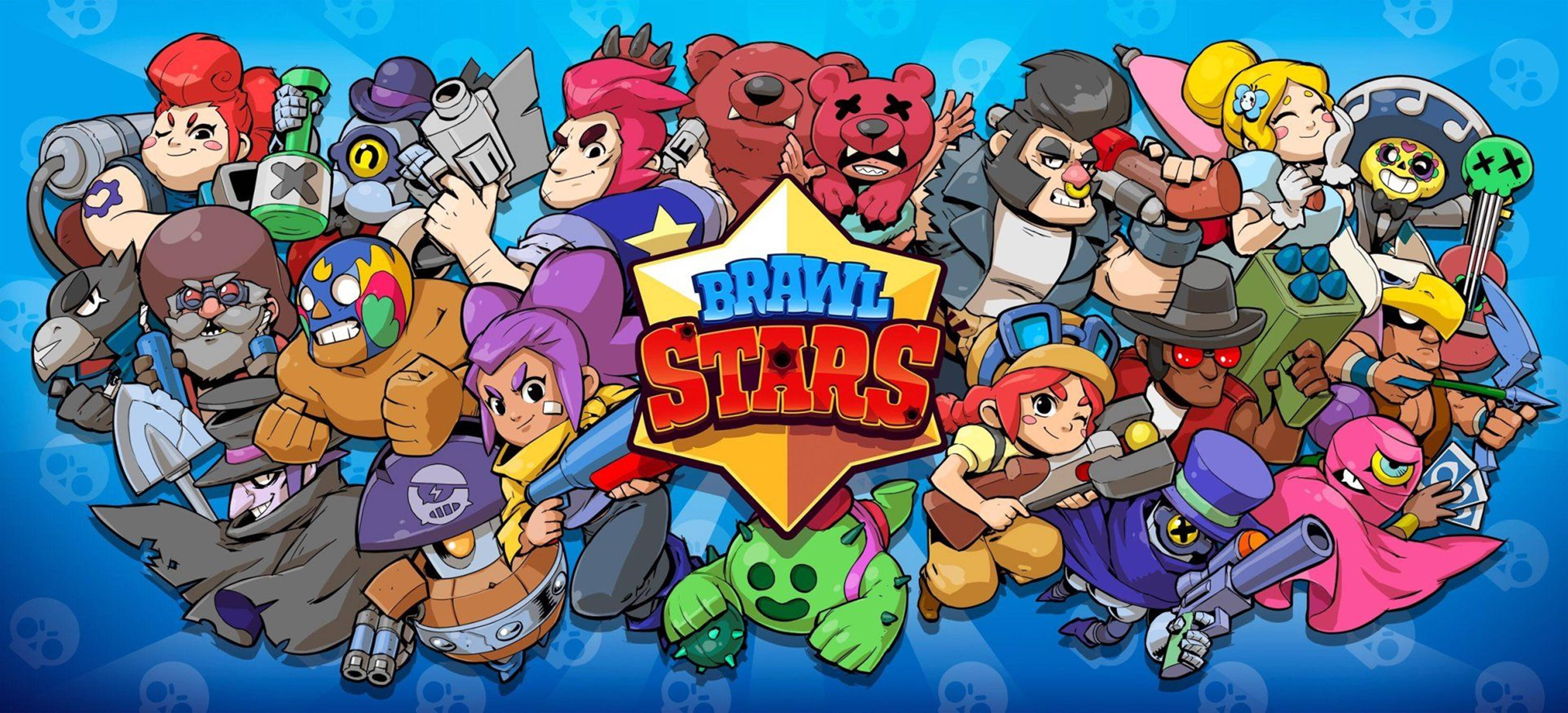 Brawl Stars, chibi digital art, glowing star logo, 8K Desktop Wallpaper
