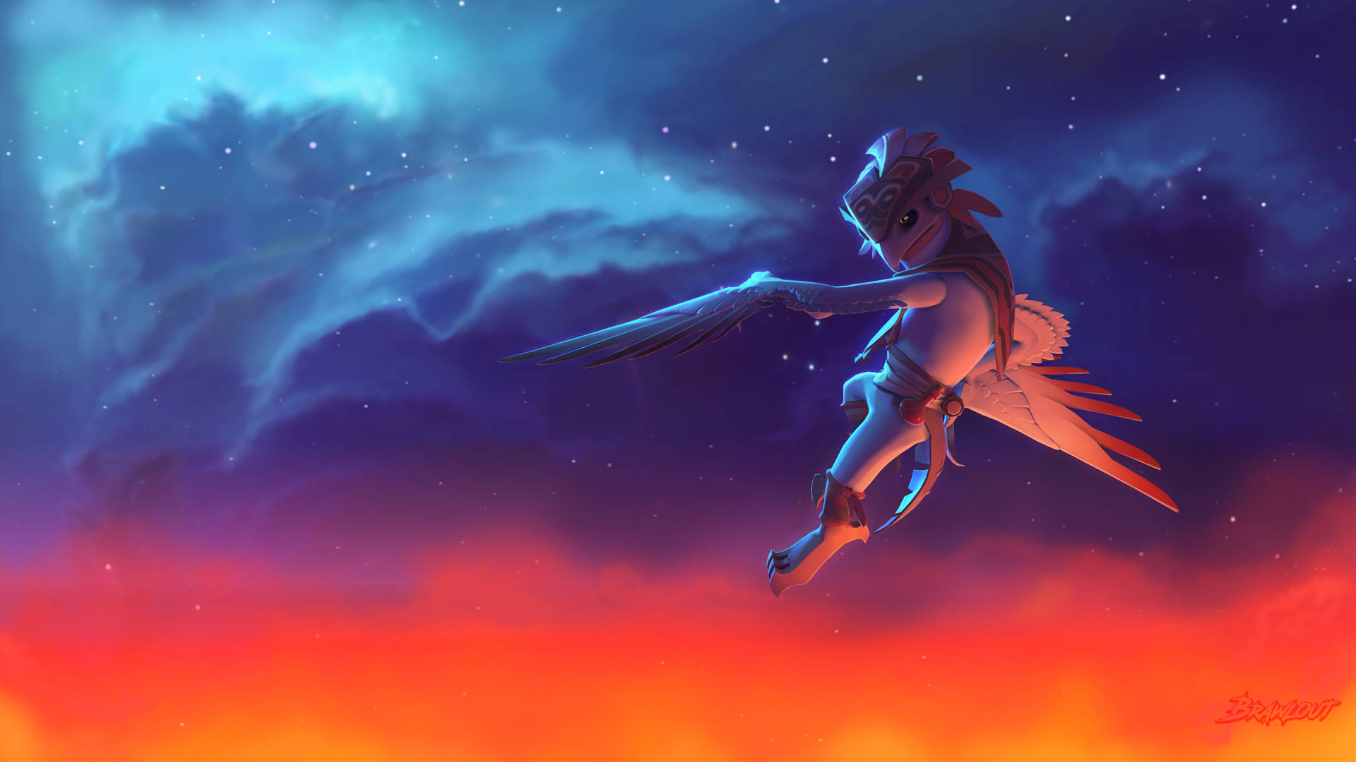 Brawl Stars, bird character, cosmic sky, Full HD Desktop Wallpaper