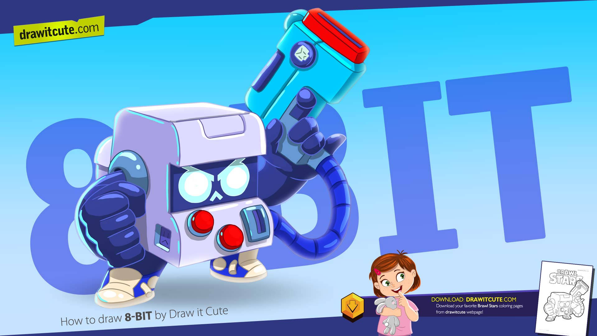 8-bit, Brawl Stars, robot, Full HD Desktop Wallpaper