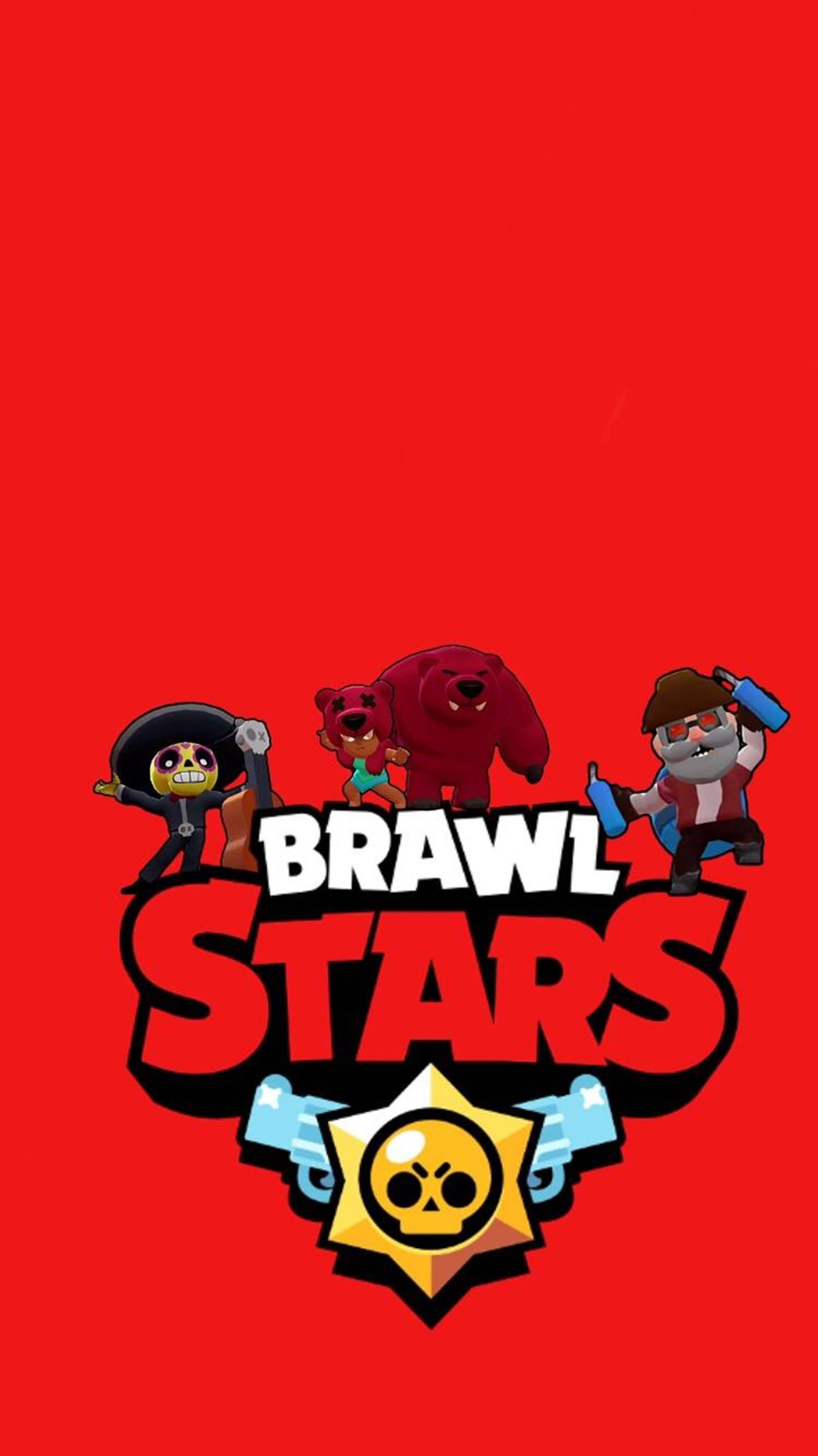 Brawl Stars, red, logo, 2K Phone Wallpaper