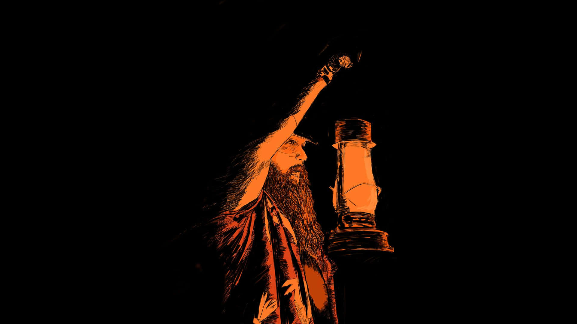 Bray Wyatt, glowing lantern, pitch-black background, Full HD Desktop Wallpaper
