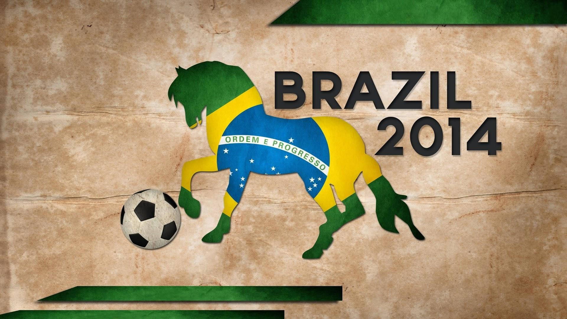 Brazil flag, BRAZIL 2014, parchment background, Full HD Desktop Wallpaper